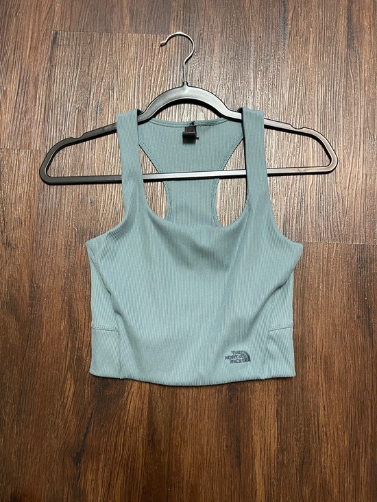 The North Face EA Knit Ribbed Crop Tank in Goblin Blue - Picture 2 of 5